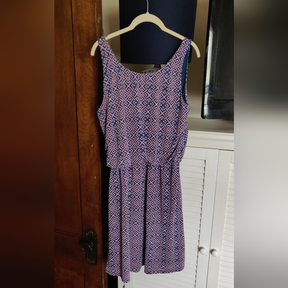 Market & Spruce Blue and Blush Blouson Sheeth Dress